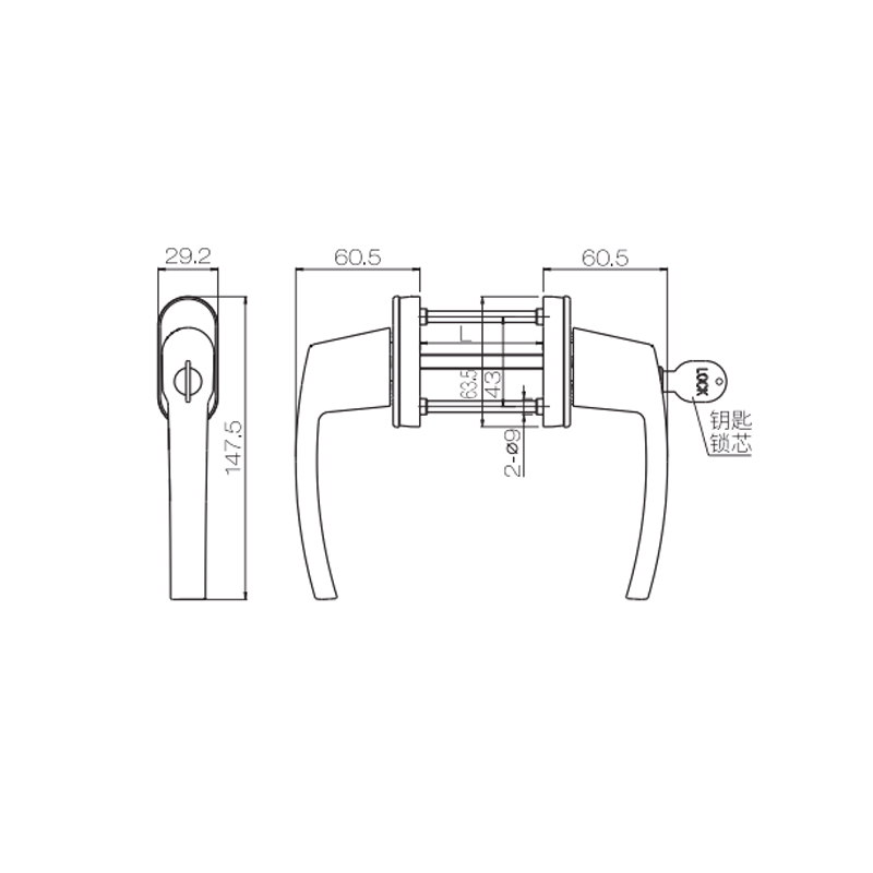 Cửa xoay hợp kim nhôm màu trắng Tay cầm UPVC PCZ13C