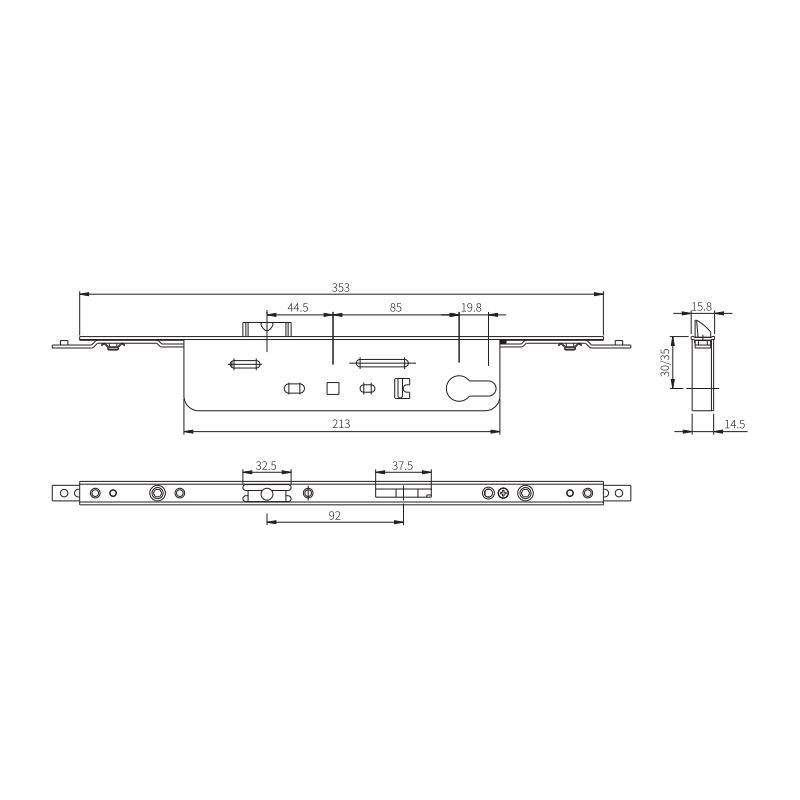 Thân khóa cửa rắn tùy chỉnh bằng thép không gỉ P8535/P8530