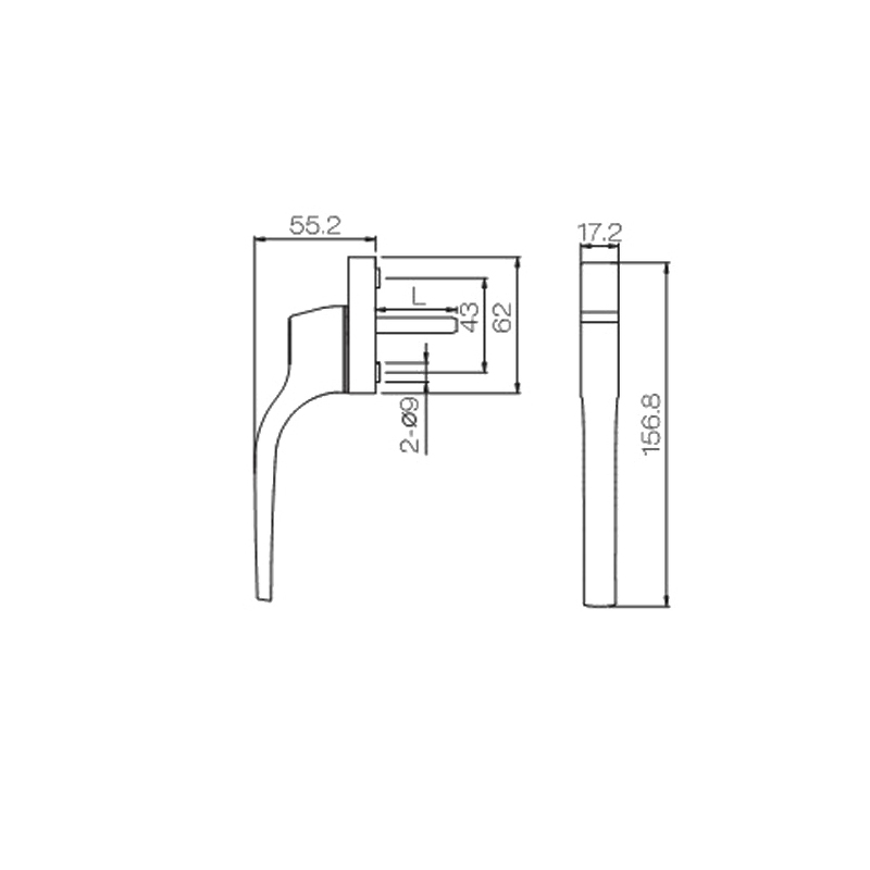 Hợp kim nhôm chất lượng cao Tay cầm nhỏ cho cửa sổ và cửa ra vào cửa nhựa UPVC PCZ03