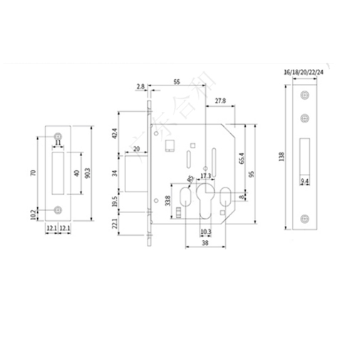 Thân khóa cửa dòng 55