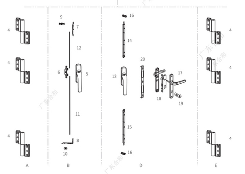 ZDM01 4 hoặc 3 Sash Phân vùng Phụ kiện cửa xếp Hệ thống phần cứng 