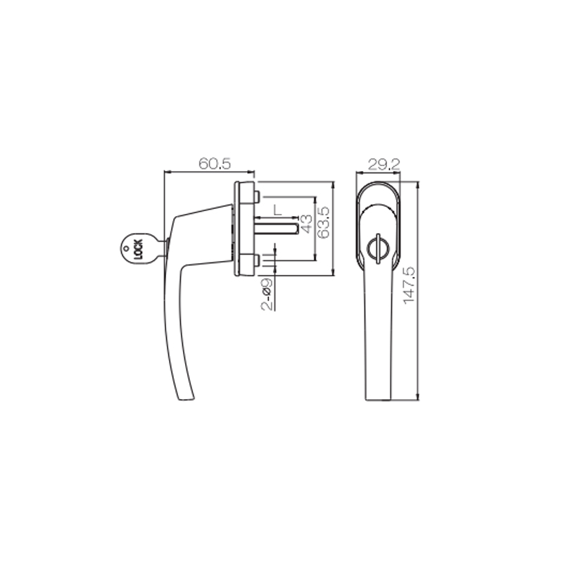 Cửa xoay hợp kim nhôm hiện đại Tay cầm UPVC PCZ13B